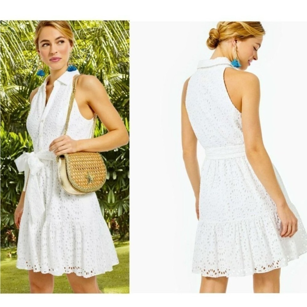 Lilly Pulitzer Trisha Shirtdress Resort White Beach Paradise Eyelet Sz 2 NWT